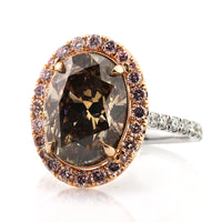 6.31ct Fancy Dark Orange Brown Oval Cut Diamond Engagement Ring