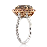 6.31ct Fancy Dark Orange Brown Oval Cut Diamond Engagement Ring