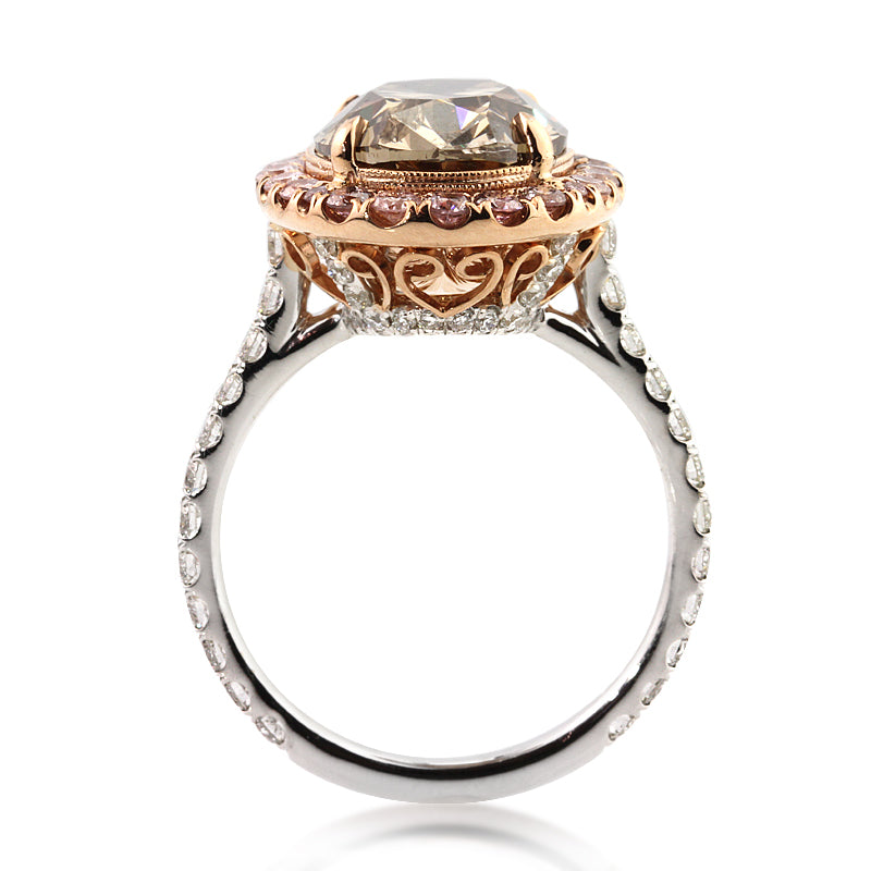 6.31ct Fancy Dark Orange Brown Oval Cut Diamond Engagement Ring