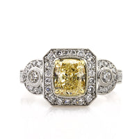 2.80ct Fancy Yellow Cushion Cut Diamond Engagement Ring