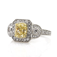 2.80ct Fancy Yellow Cushion Cut Diamond Engagement Ring