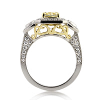 2.80ct Fancy Yellow Cushion Cut Diamond Engagement Ring