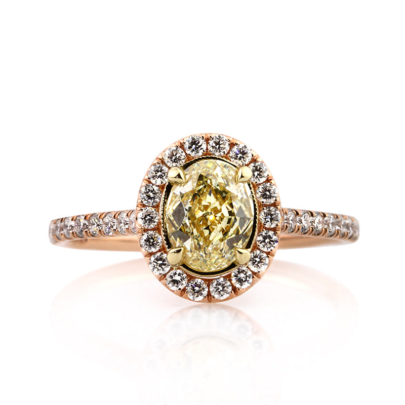 1.76ct Fancy Intense Yellow Oval Cut Diamond Engagement  Anniversary Ring