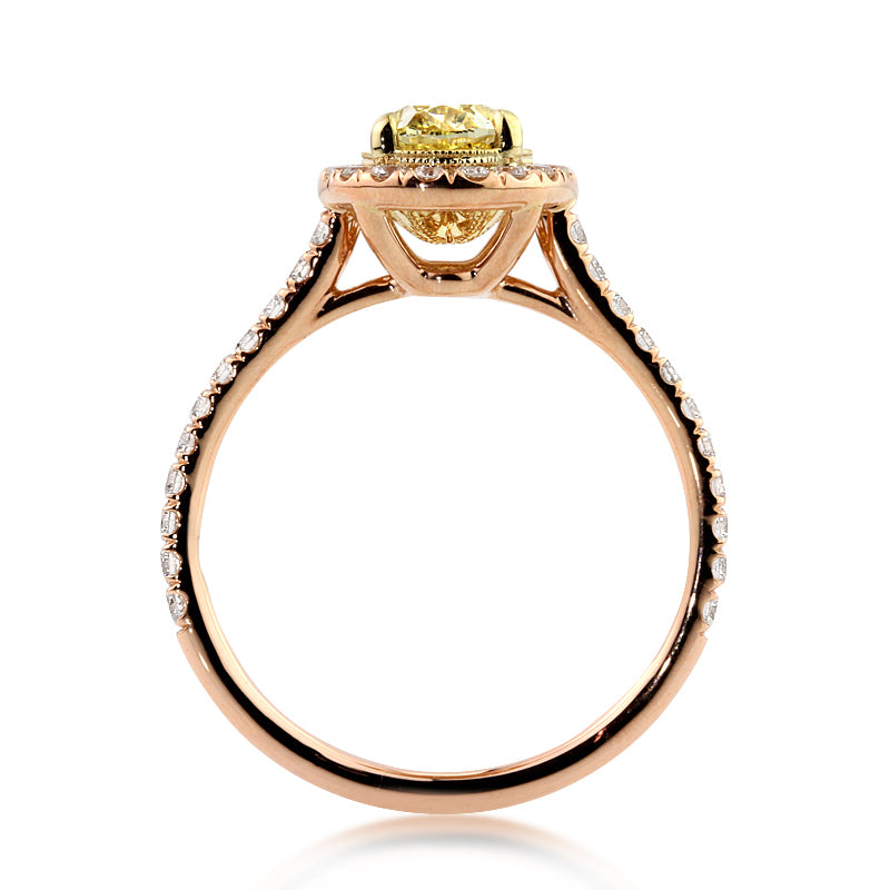 1.76ct Fancy Intense Yellow Oval Cut Diamond Engagement  Anniversary Ring