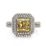 3.01ct Fancy Yellow Radiant Cut Diamond Engagement Ring