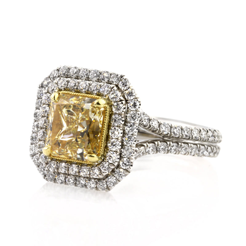 3.01ct Fancy Yellow Radiant Cut Diamond Engagement Ring