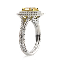 3.01ct Fancy Yellow Radiant Cut Diamond Engagement Ring