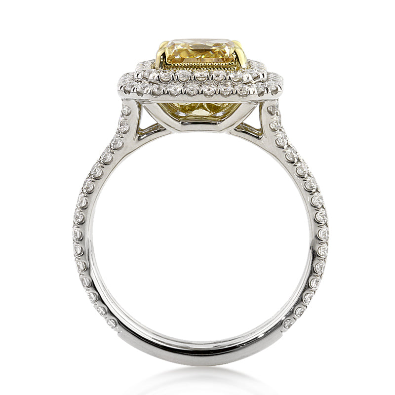 3.01ct Fancy Yellow Radiant Cut Diamond Engagement Ring