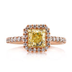 1.72ct Fancy Intense Yellow Radiant Cut Diamond Engagement Ring