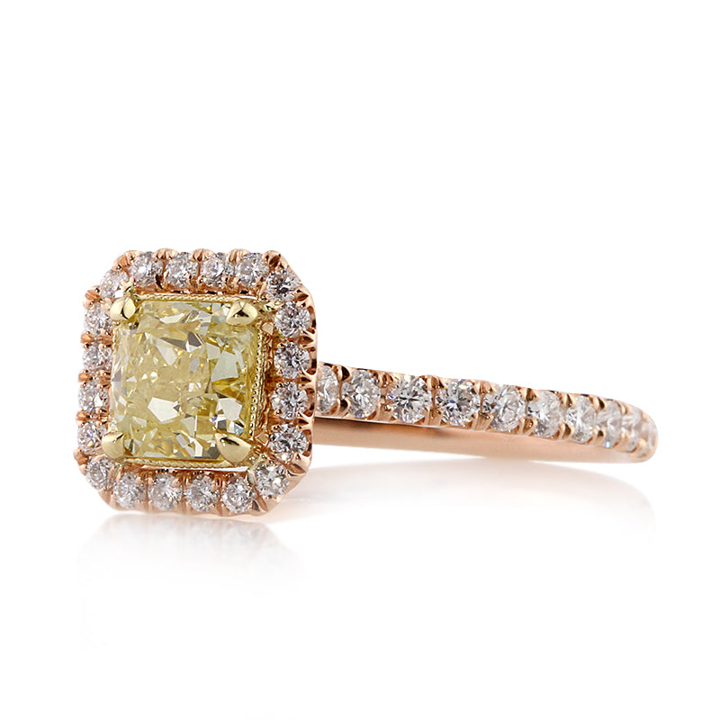 1.72ct Fancy Intense Yellow Radiant Cut Diamond Engagement Ring