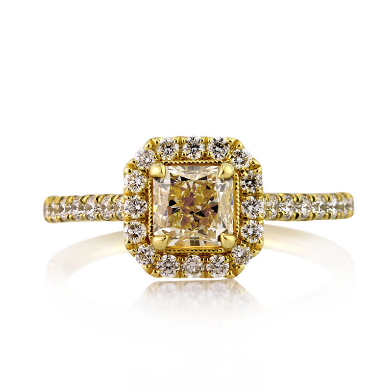 1.70ct Fancy Yellow Radiant Cut Diamond Engagement Ring