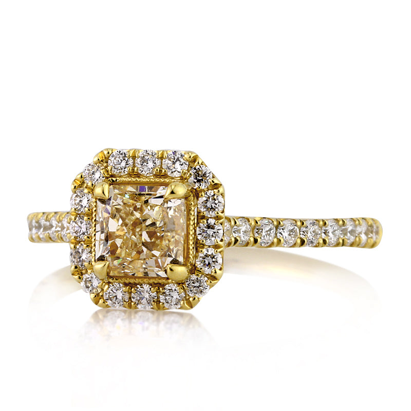 1.70ct Fancy Yellow Radiant Cut Diamond Engagement Ring