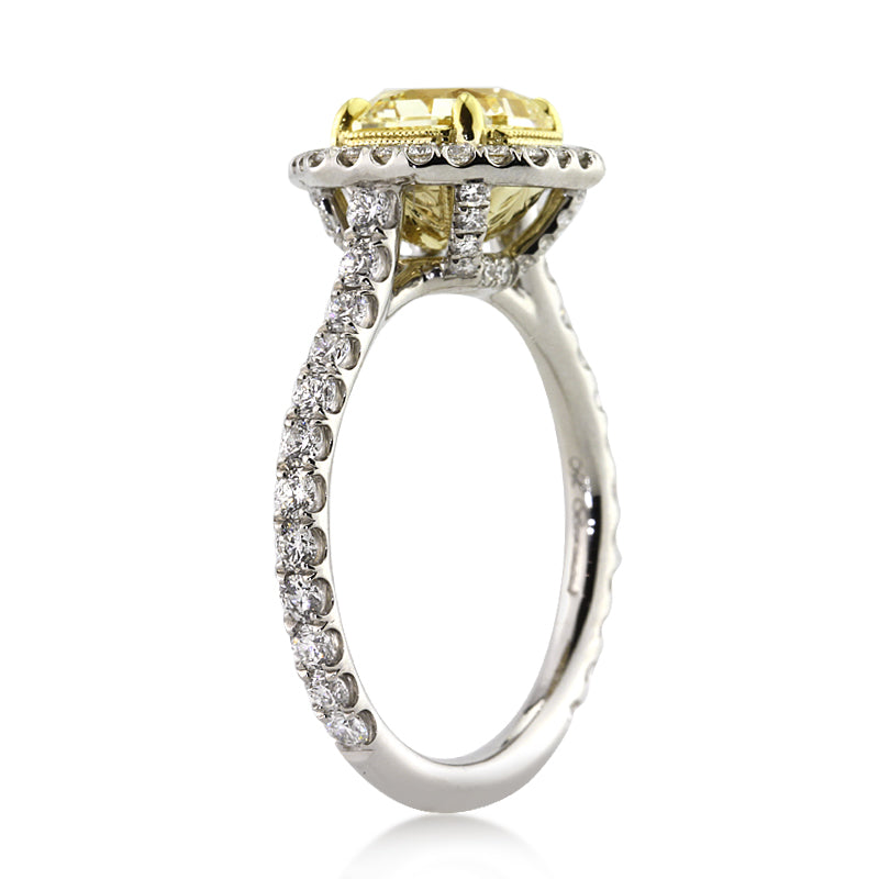 2.81ct Octagon Brilliant Fancy Yellow Diamond Engagement Ring