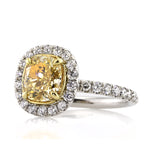3.06ct Fancy Light Yellow Cushion Cut Diamond Engagement Ring