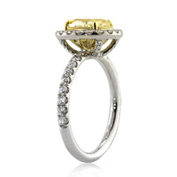 3.06ct Fancy Light Yellow Cushion Cut Diamond Engagement Ring
