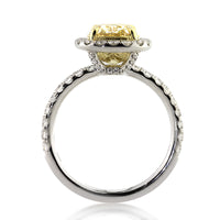 3.06ct Fancy Light Yellow Cushion Cut Diamond Engagement Ring