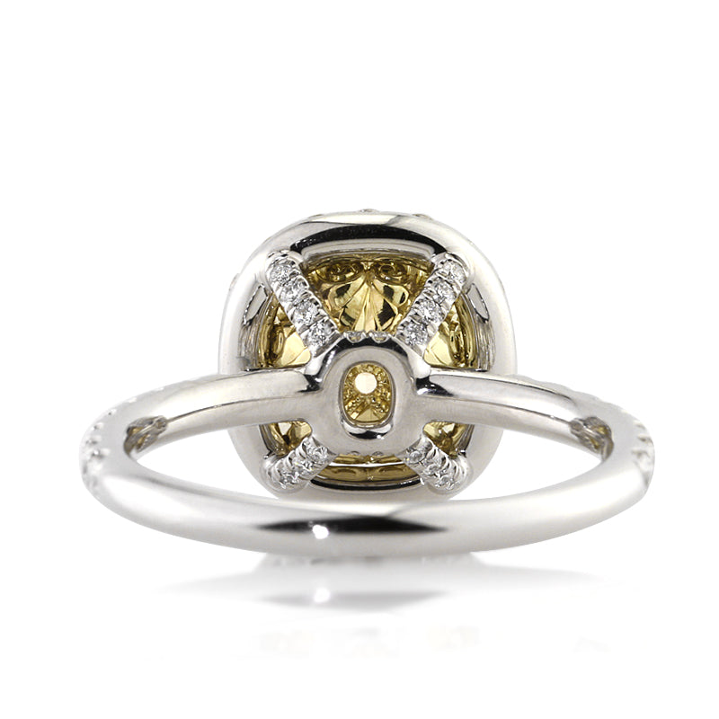 3.06ct Fancy Light Yellow Cushion Cut Diamond Engagement Ring
