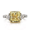 4.18ct Radiant Cut Fancy Yellow Diamond Engagement Ring