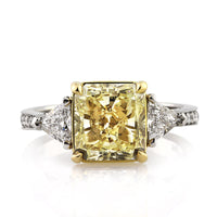 4.18ct Radiant Cut Fancy Yellow Diamond Engagement Ring