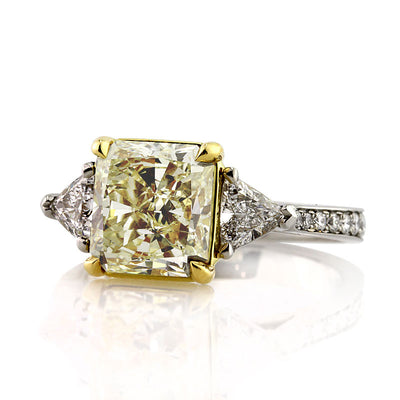 4.18ct Radiant Cut Fancy Yellow Diamond Engagement Ring