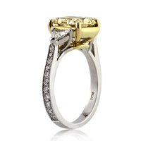 4.18ct Radiant Cut Fancy Yellow Diamond Engagement Ring