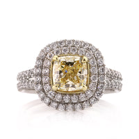2.51ct Fancy Yellow Cushion Cut Diamond Engagement Ring