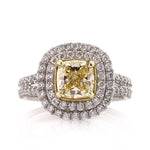 2.51ct Fancy Yellow Cushion Cut Diamond Engagement Ring