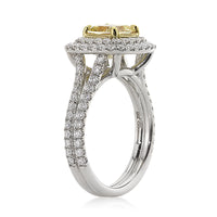 2.51ct Fancy Yellow Cushion Cut Diamond Engagement Ring