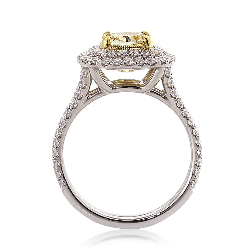 2.51ct Fancy Yellow Cushion Cut Diamond Engagement Ring