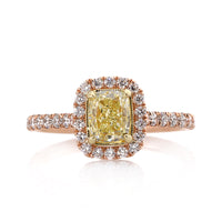 1.88 Fancy Vivid Yellow Cushion Cut Diamond Engagement Ring