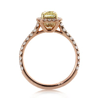 1.88 Fancy Vivid Yellow Cushion Cut Diamond Engagement Ring