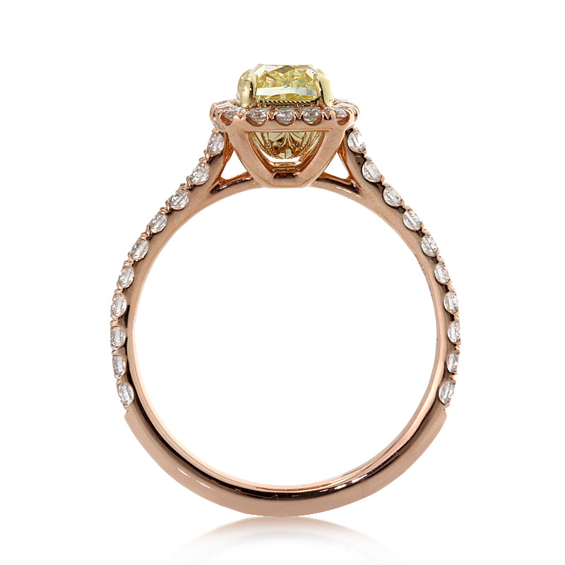 1.88 Fancy Vivid Yellow Cushion Cut Diamond Engagement Ring