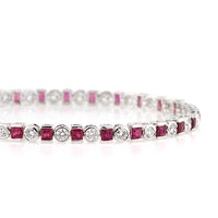 6.95ct Princess Cut Ruby and Round Diamond Bracelet