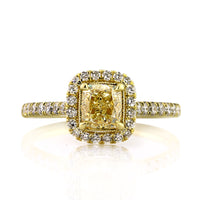 1.83ct Fancy Vivid Yellow Cushion Cut Diamond Engagement Ring