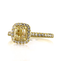 1.83ct Fancy Vivid Yellow Cushion Cut Diamond Engagement Ring