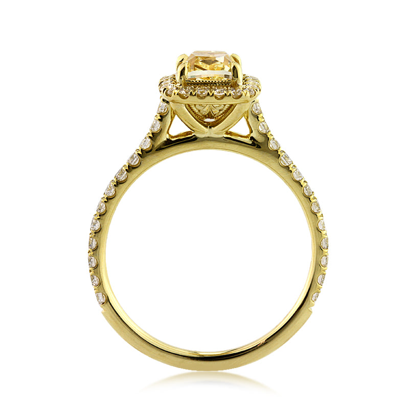 1.83ct Fancy Vivid Yellow Cushion Cut Diamond Engagement Ring