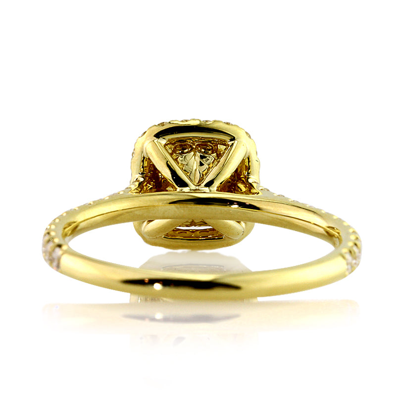 1.83ct Fancy Vivid Yellow Cushion Cut Diamond Engagement Ring