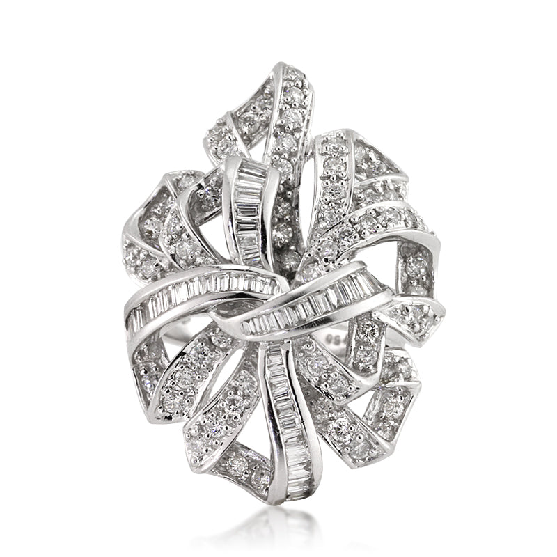 1.80ct Baguette and Round Cut Diamond Ribbon Right-Hand Ring