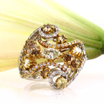 2.02ct Fancy Color Marquise Pear and Round Cut Diamond Right-Hand Ring