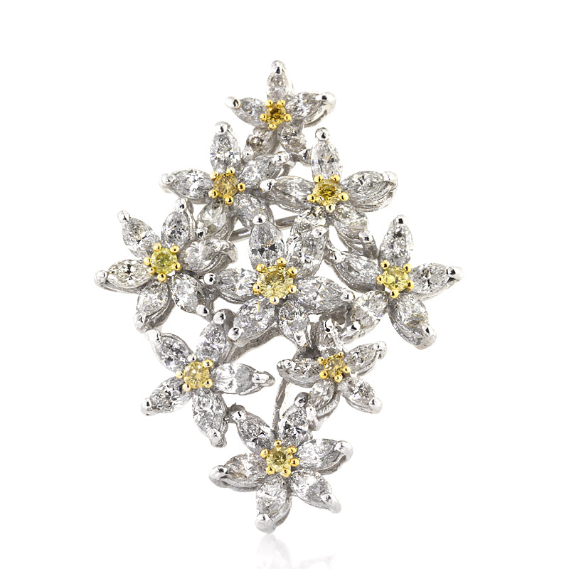 3.77ct Fancy Yellow Marquise and Round Brilliant Cut Diamond Right-Hand Ring