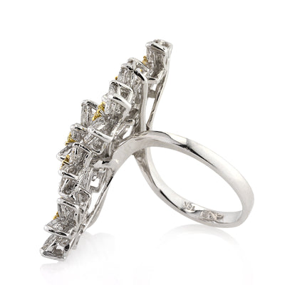 3.77ct Fancy Yellow Marquise and Round Brilliant Cut Diamond Right-Hand Ring