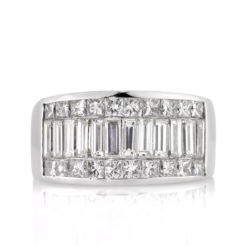 3.56ct Princess and Baguette Cut Diamond Men's Wedding Band