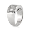 3.56ct Princess and Baguette Cut Diamond Men's Wedding Band in 18K White Gold