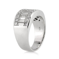 3.56ct Princess and Baguette Cut Diamond Men's Wedding Band in 18K White Gold