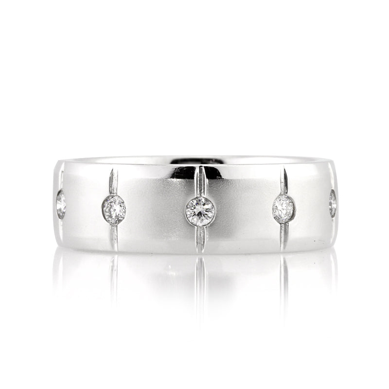 0.35ct Round Brilliant Cut Diamond Sandblasted Finish Men's Wedding Band