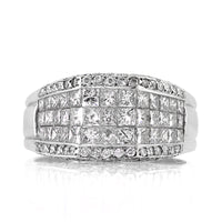 4.45ct Princess and Round Brilliant Cut Diamond Men's Wedding Ring