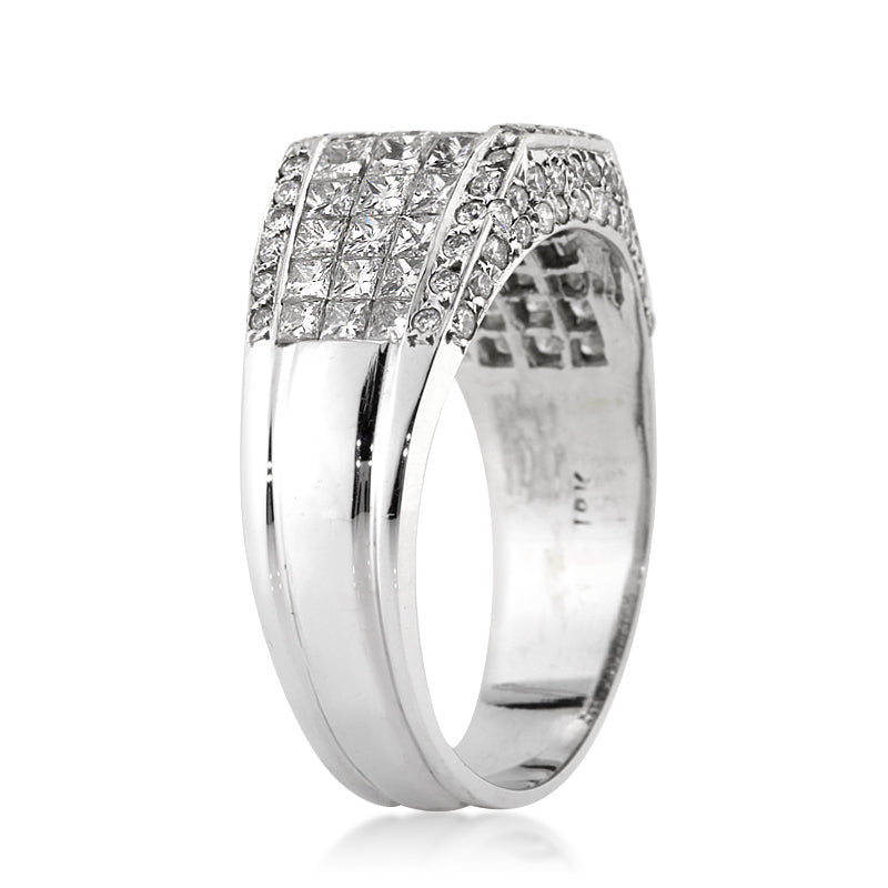 4.45ct Princess and Round Brilliant Cut Diamond Men's Wedding Ring