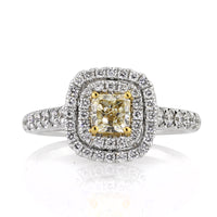 1.16ct Fancy Light Yellow Radiant Cut Diamond Engagement Ring