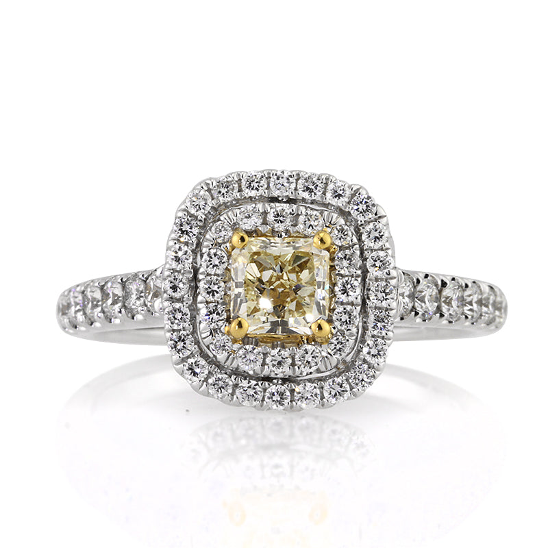 1.16ct Fancy Light Yellow Radiant Cut Diamond Engagement Ring