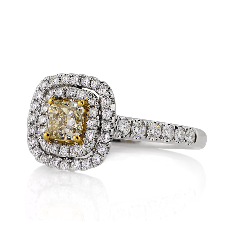 1.16ct Fancy Light Yellow Radiant Cut Diamond Engagement Ring